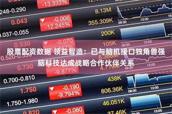 股票配资数据 领益智造：已与脑机接口独角兽强脑科技达成战略合作伙伴关系